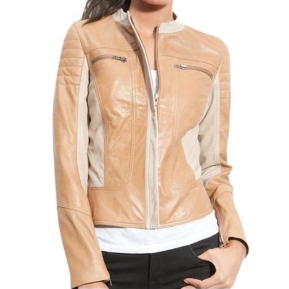Tan Lambskin Leather Jacket